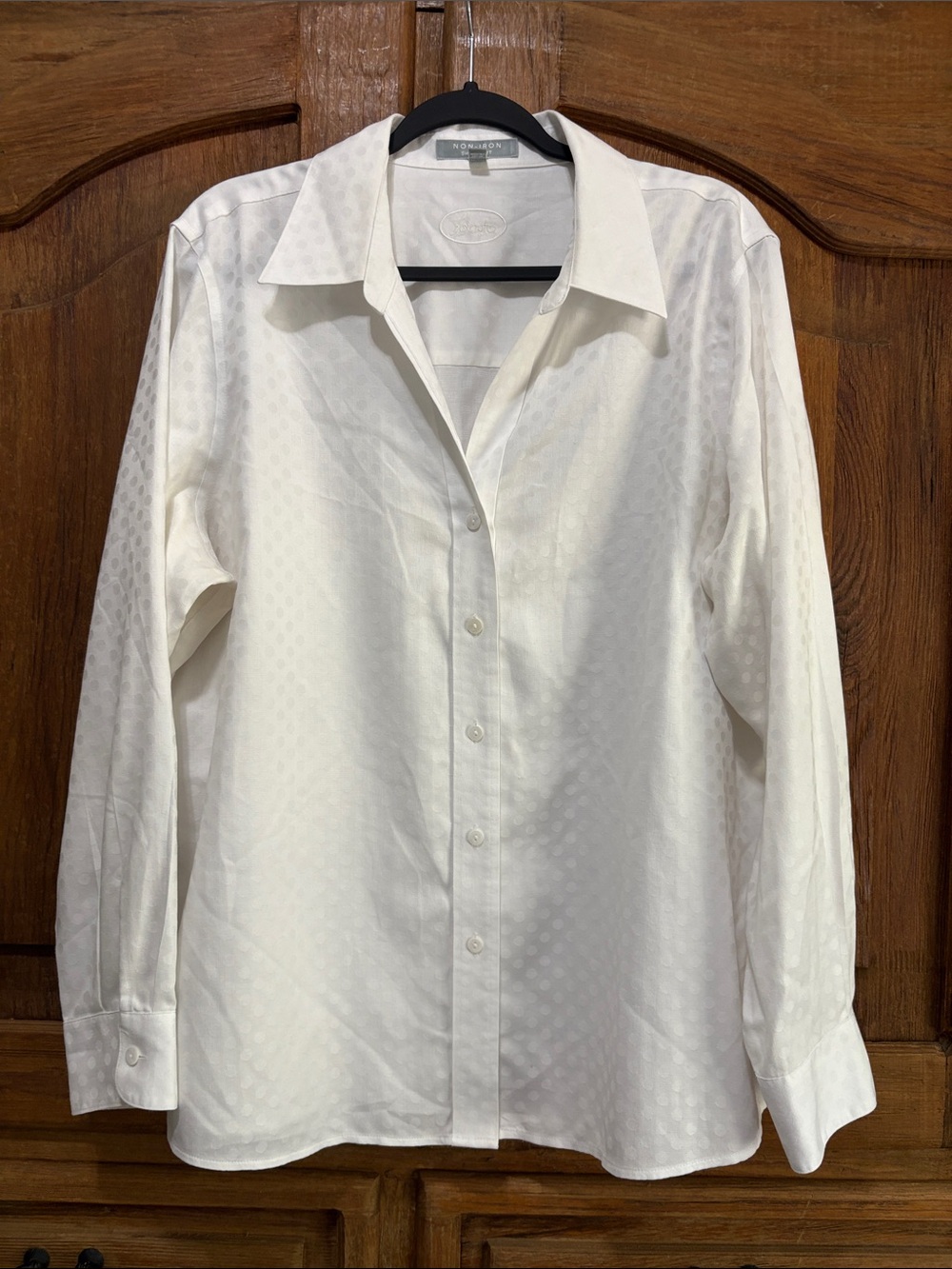Foxcroft White Dot-Texture Button-Down Shirt